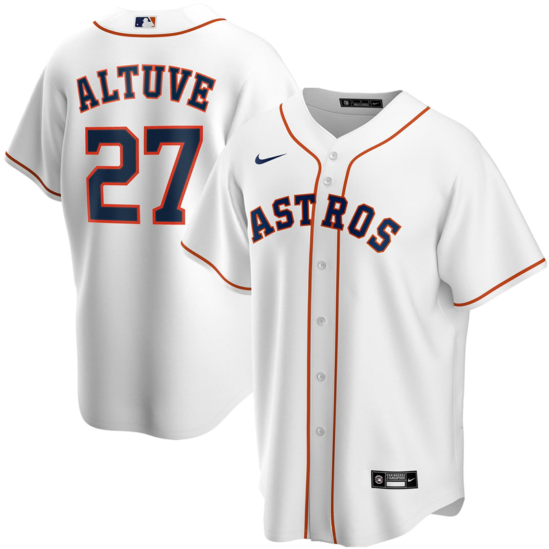 2020 MLB Men Houston Astros #27 Jose Altuve Nike White Home 2020 Replica Player Jersey 1